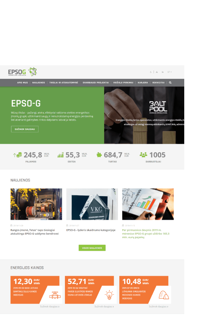 Website of companies of EPSO-G group