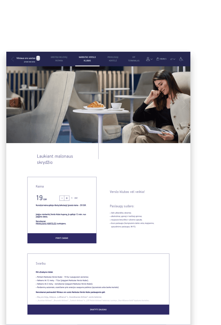 Vilnius airport service booking system