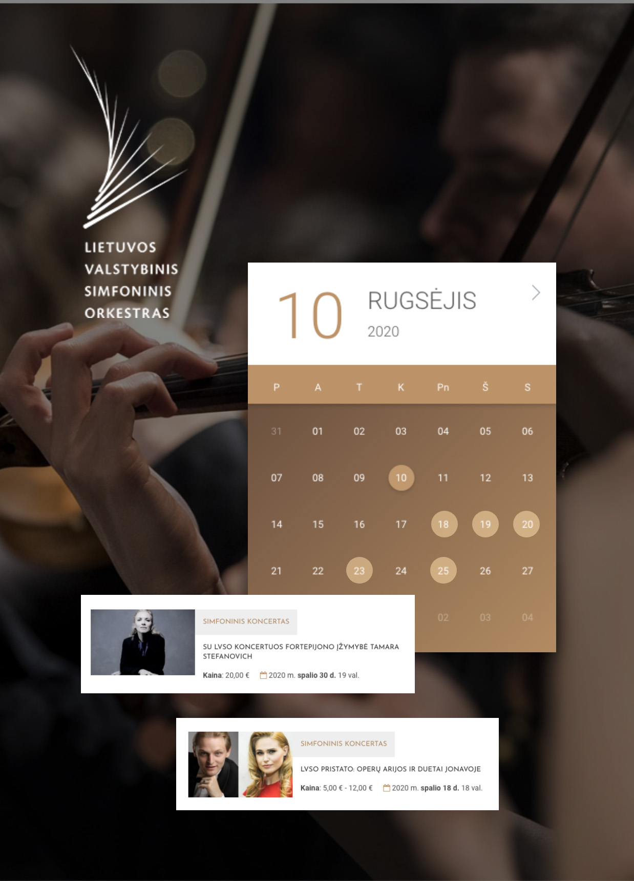 Website of the Lithuanian state symphony orchestra