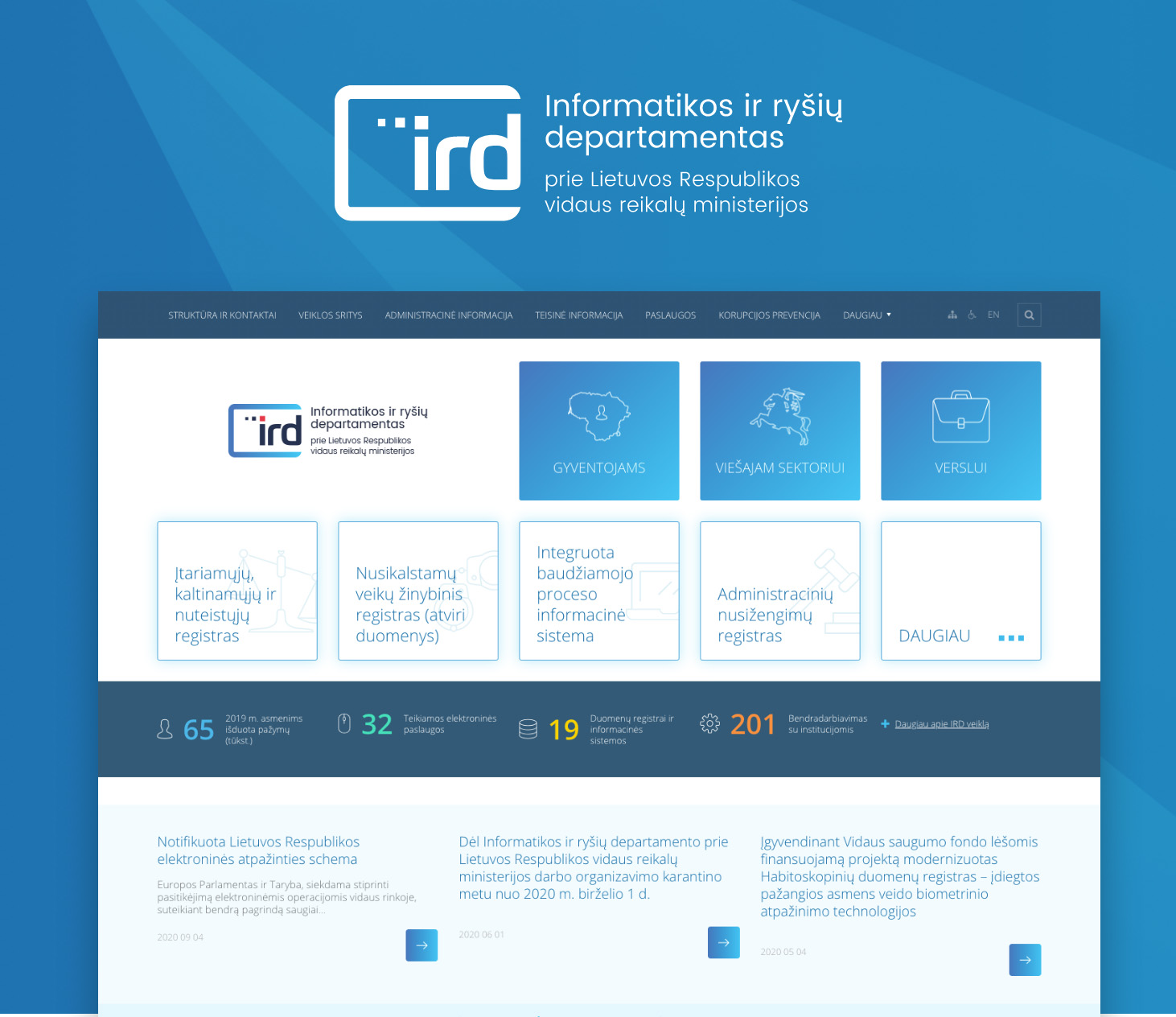 Informatikos ryšių departamento prekės ženklas, firminis stilius ir interneto svetainė